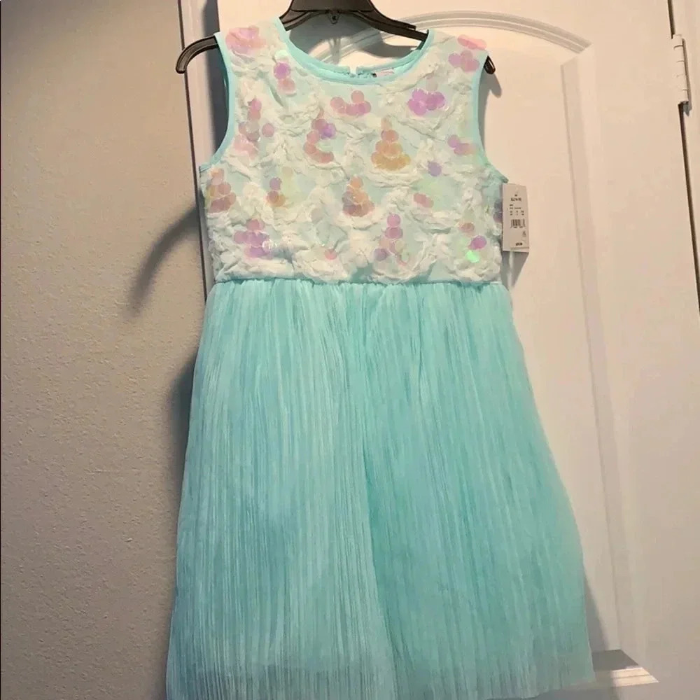 Disney Sequined Princess Aqua Dress NWT
